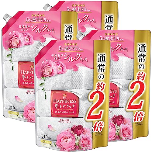 レノア ハピネス 夢ふわタッチ 柔軟剤 アンティークローズ 詰め替え 810mL x4袋 ケースバンドル【まとめ買い】