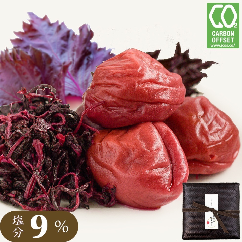 梅干し ギフト 無添加 減塩 しそ 南高梅 なちゅら 塩分9% 竹籠入り 500g 特選 紀州 しそ梅干し しそ漬け