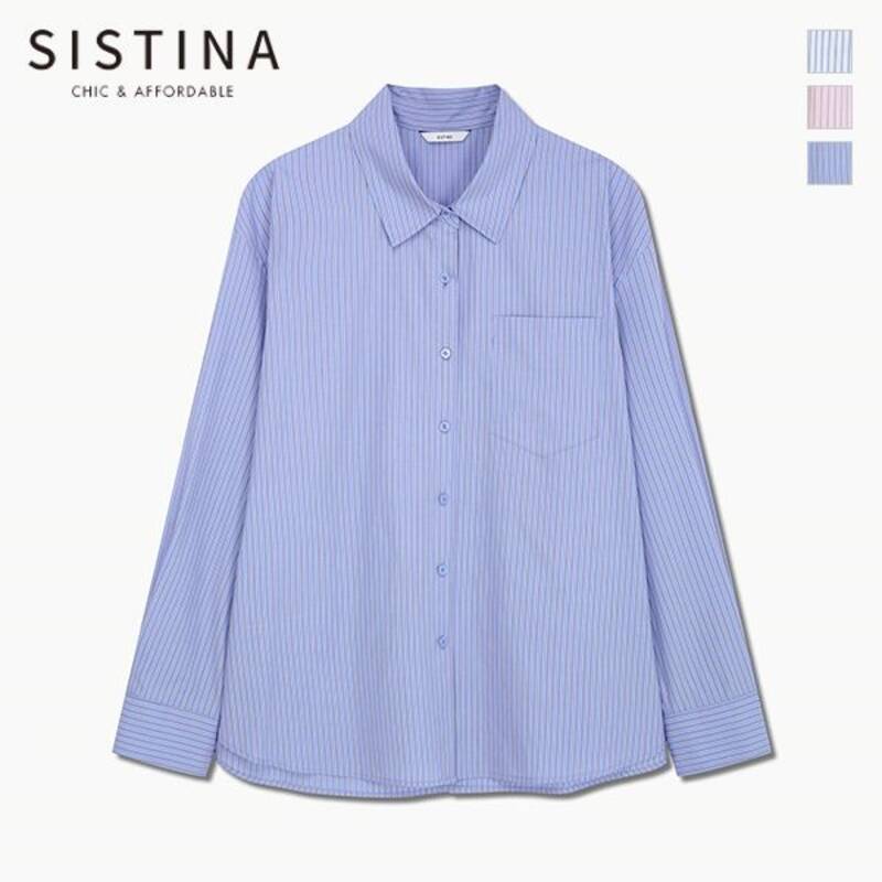 ストライプ バックスリットシャツ_AWWSTQ11050