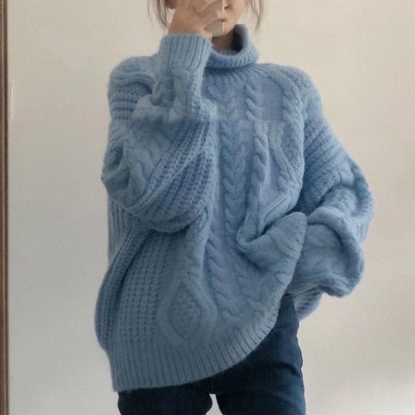 【絶対欲しい 温かい】 ハイネック 無地 長袖 ニット セーター