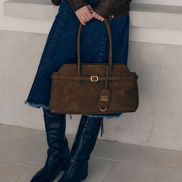 BUCKLE TOTE BAG BROWN