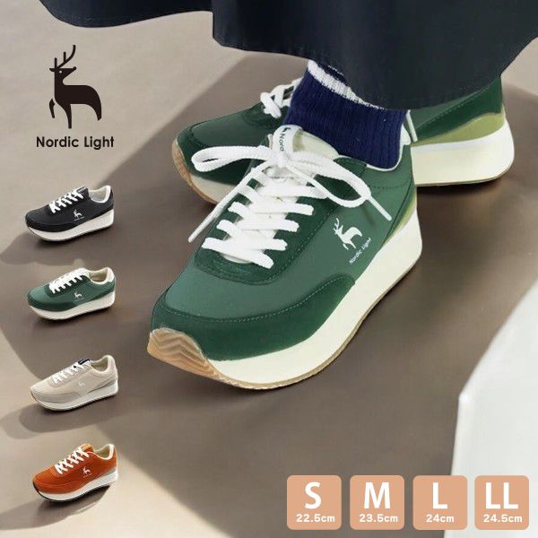 ノルディックライト スニーカー レディース ローカット スニーカー 厚底 チャンキー シンプル レトロ クラッシック ローテク ワンポイント レースアップ 紐靴 運動靴 疲れにくい 北欧 ノルウェー 5,517円