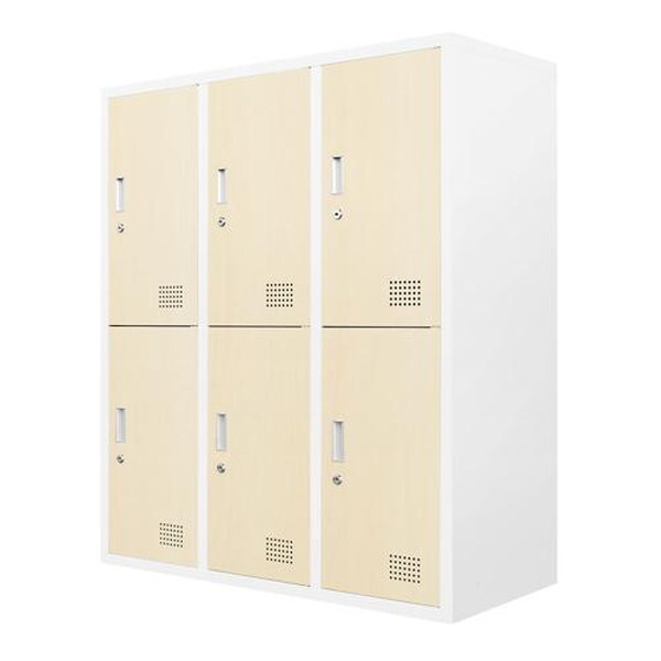 法人限定 Netforce FH-6-C-W-NA ナチュラル ファシル シューズロッカー 6人用 3列2段 木目 (幅900mm) メーカー直送