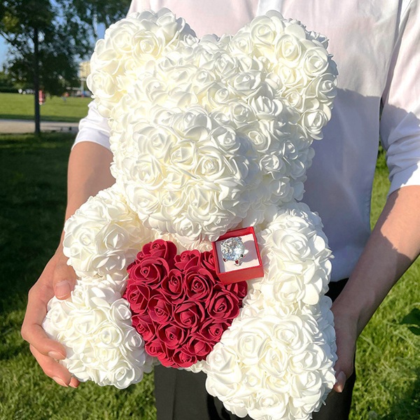 送料0円!韓国ファッション 40cm熊が抱いたダイヤリング(箱詰め)(acc393)