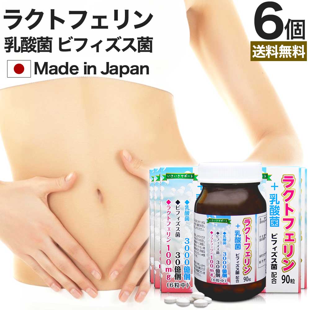ラクトフェリン＋乳酸菌 90粒*6個 約90-180日分 腸活サプリ ダイエット サプリメント サプリ