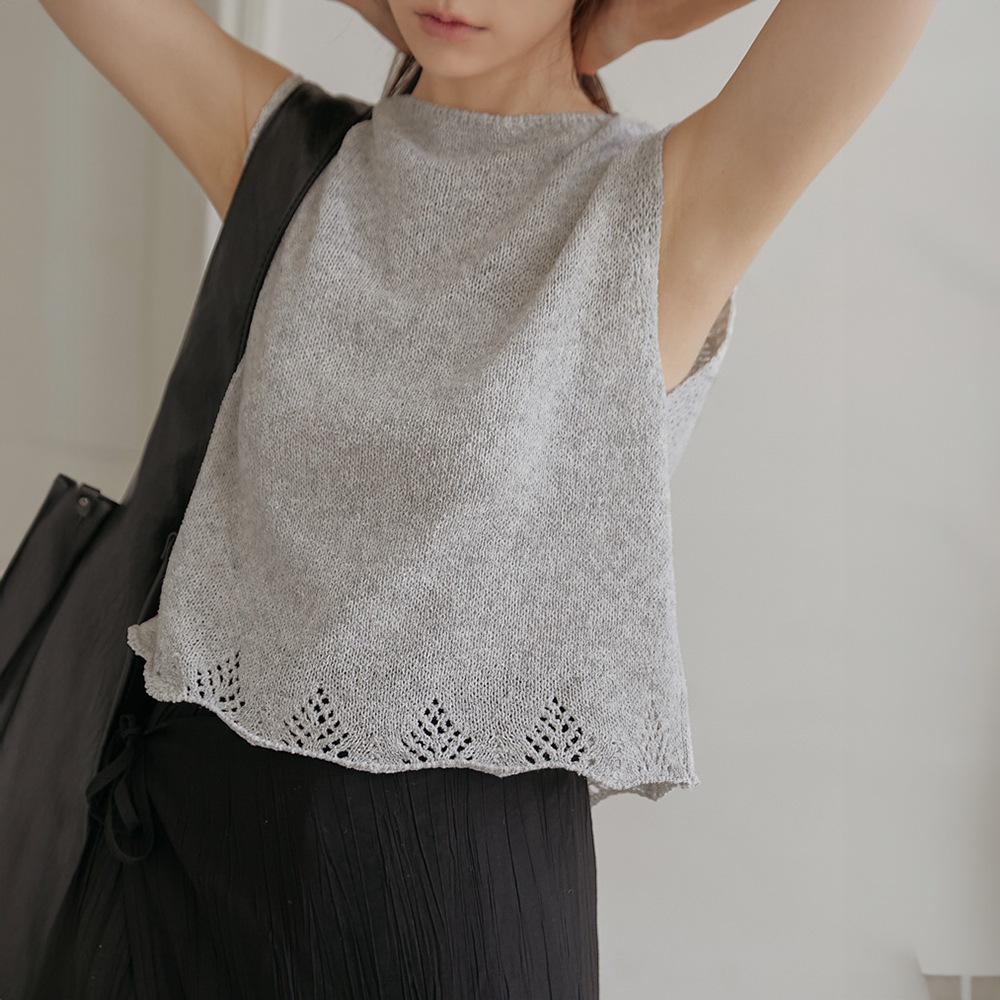 アッティリネンウェーブパンチングニットスリーブレス