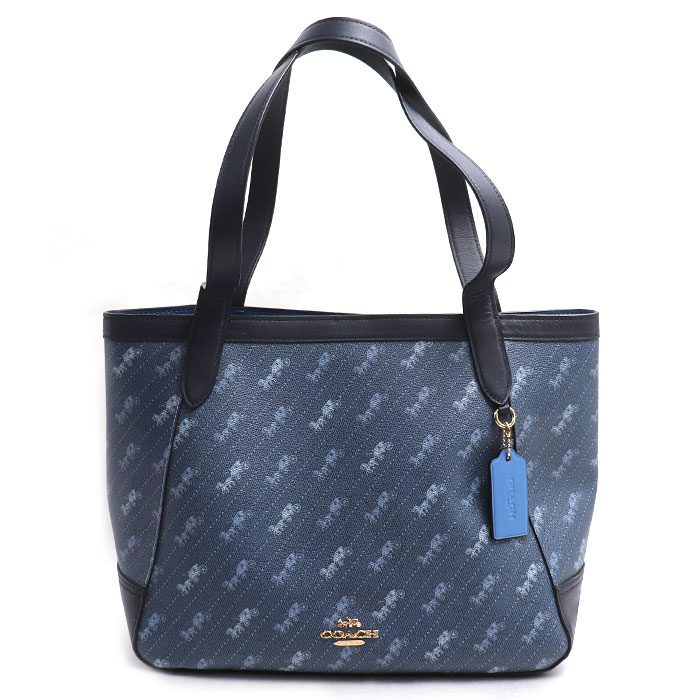 COACH コーチ ホースキャリッジ トートバッグ ブルー C4061 アウトレット レディース 中古