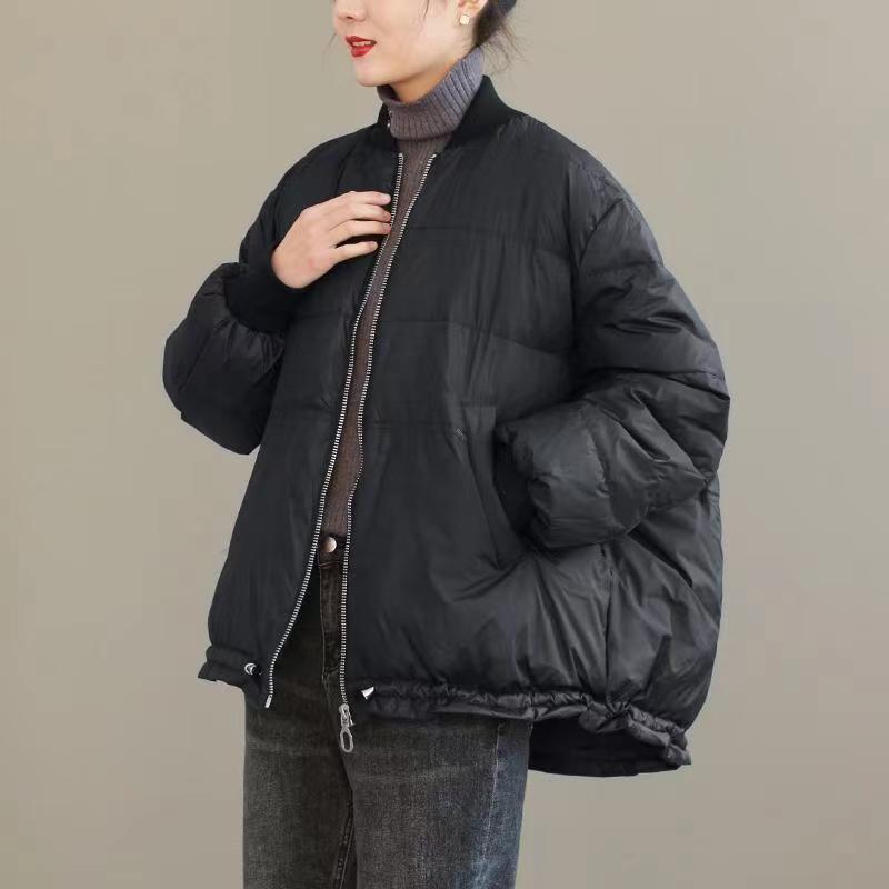 新入庫 ダウン ダウンコート ポケット ミディアム 無地 前開き トップス 長袖 秋冬 アウター 体型カバー 大きいサイズ ゆったり カジュアル 5,309円