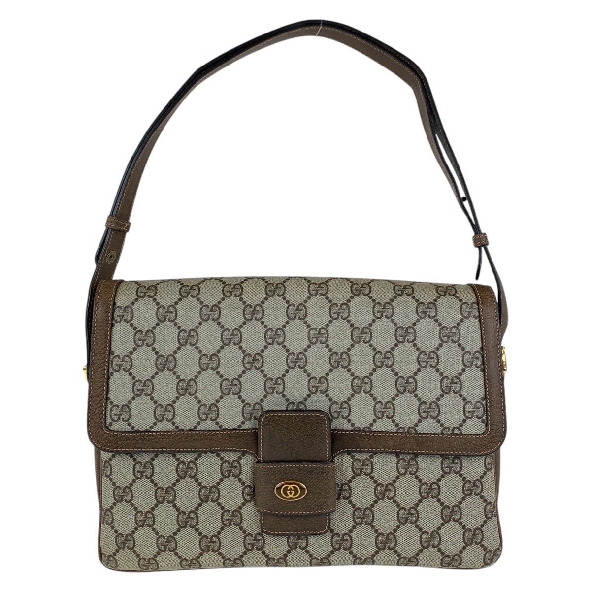 オールドグッチ ブラウン ゴールド金具 GGスプリームキャンバス/レザー 14 01 4084 ショルダーバッグ ポシェット レディース 503604