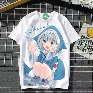 アニメ周辺男女gawr guraサメ娘のブグラ夏二次半袖tシャツ