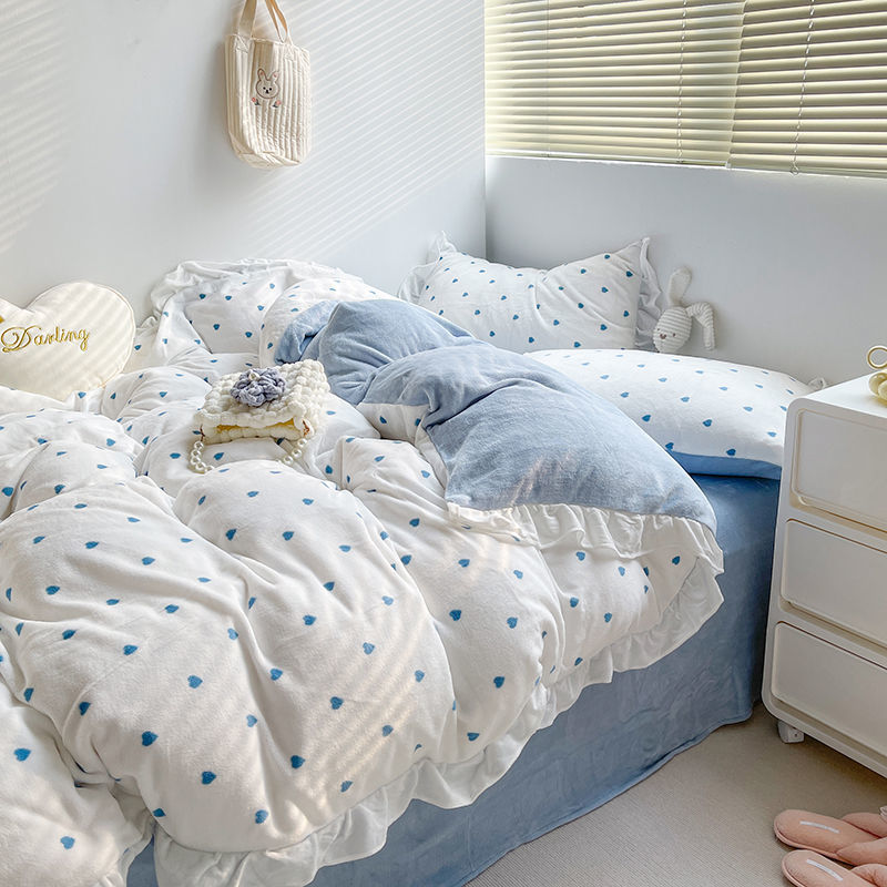 ミルクベルベットコーラルベルベット4点冬掛け布団カバーミルクベルベット両面ベルベット増厚フランネル学生3点セット