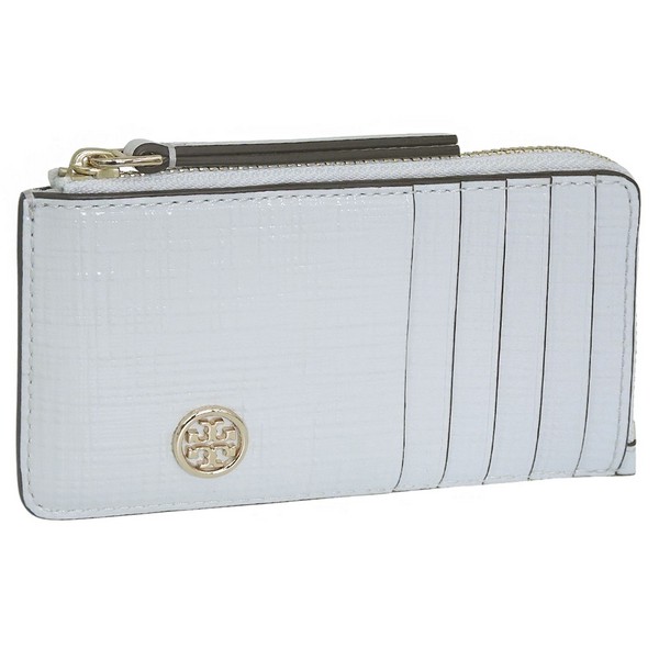 トリーバーチ カードケース レディース コインケース 小銭入れ レザー ブルー ROBINSON CROSSHATCHED ZIP CARD CASE 158691-400 TORY BURCH