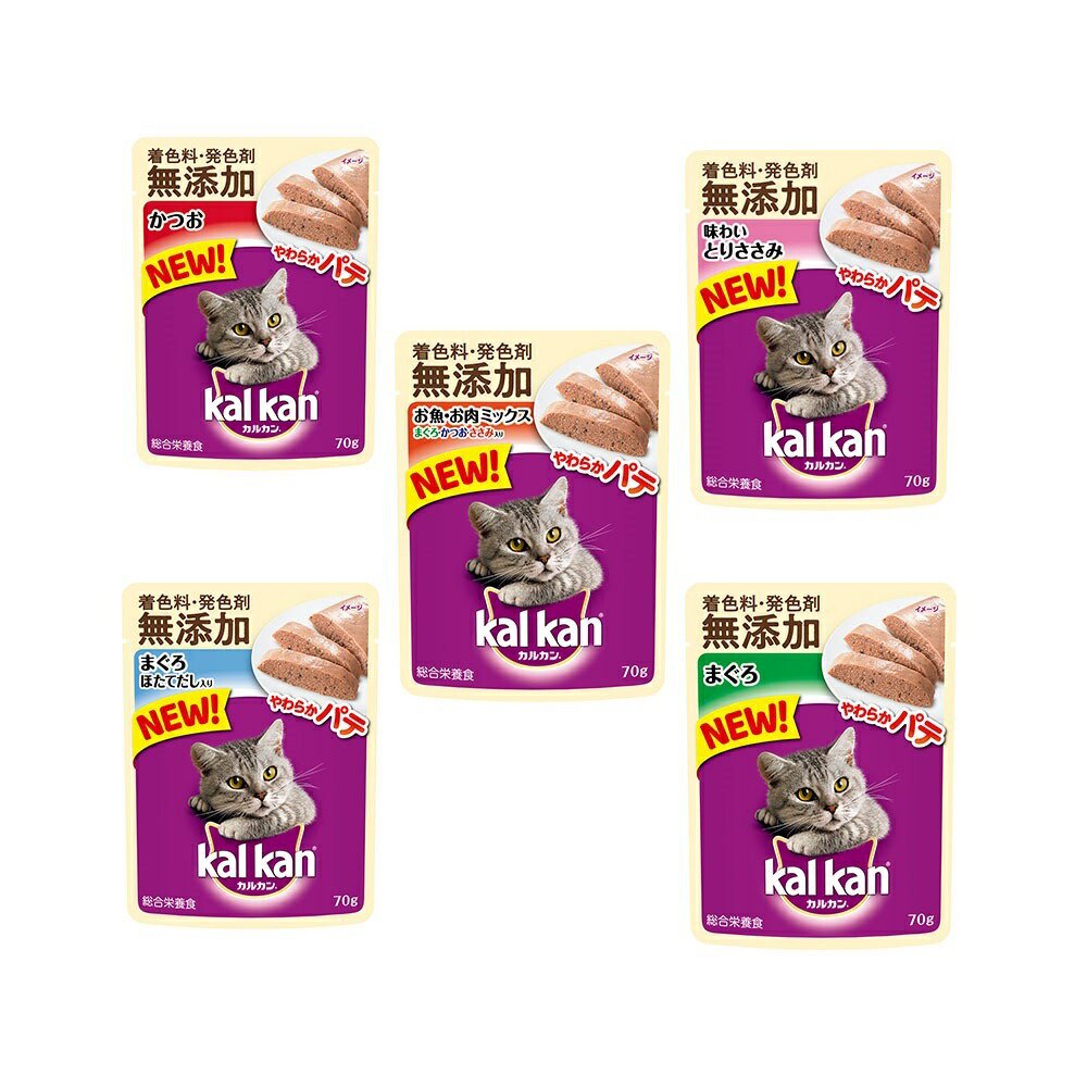 キャットフード　パウチ　やわらかパテ　５種各１６袋　成猫用　着色料・発色剤　無添加　お試し　ＣＲＣ35―20―70―20―55