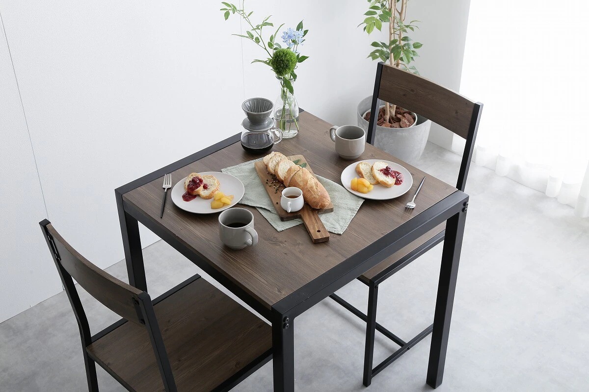 【3点セット】 Cary 幅70cmテーブル+チェア2脚　テーブル　チェア　2脚　3点セット　ナチュラル　木目調　スチール　シンプル　ダイニング　リモートワーク