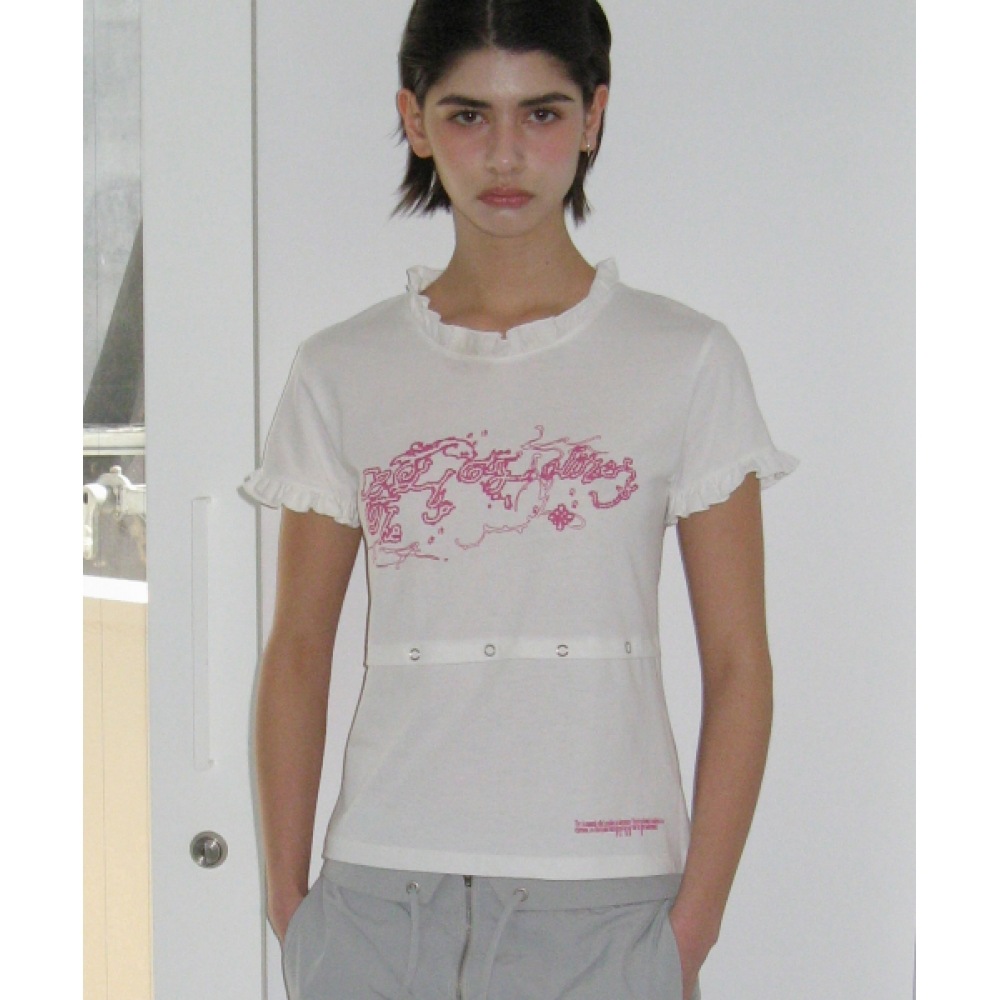 タイプサービス (TYPESERVICE) フリルボタンTシャツ [オフホワイト]