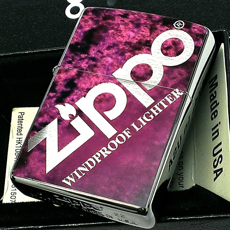 ZIPPO ライター グラデーション ジッポ ロゴ パープル かっこいい Zippo Logo おしゃれ マーブル模様 メンズ 紫 ギフト プレゼント