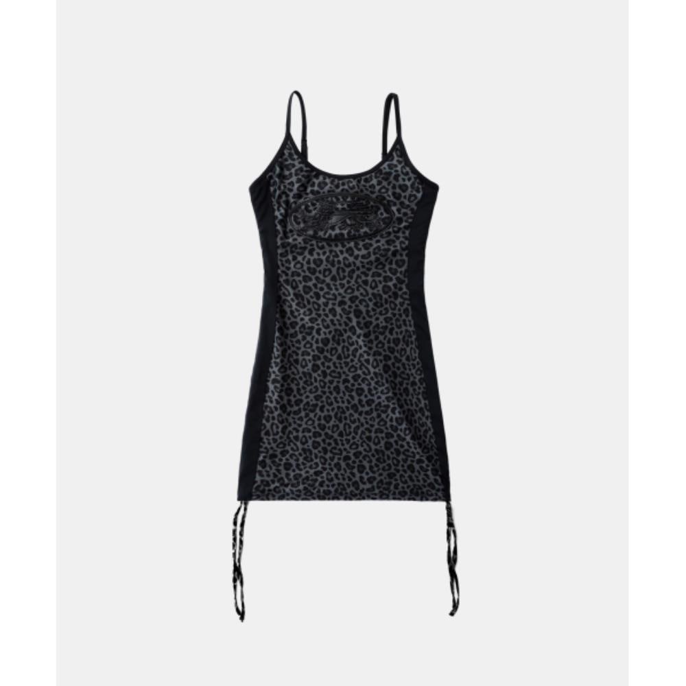 BADBLOOD AQUA Mystic String Mini Dress Black Leopard w-d