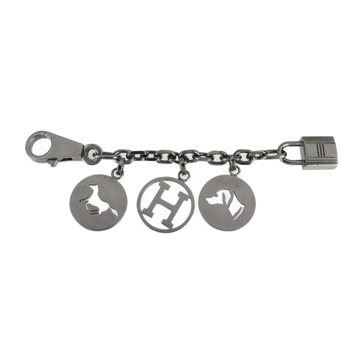 美品 HERMES エルメス キーホルダー - アミュレット4 ブルロック メタル シルバー バッグチャーム キーチェーン Hロゴ カデナ ホース 馬 ドッグ 犬 シルバー 本物保証 中古 146,600円