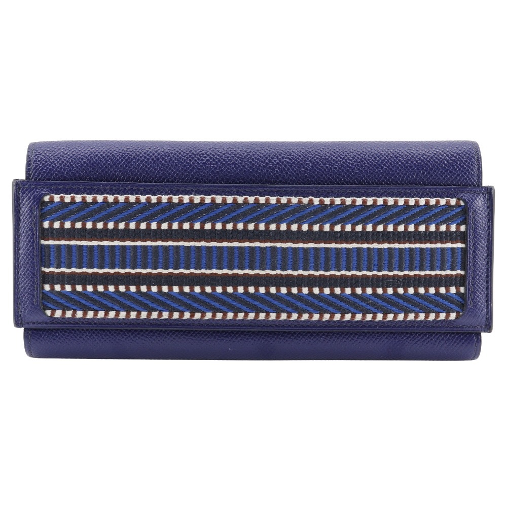 パッサン ロング サングル カヴァル 長財布 ヴォーエプソン 青 C レディース 中古品 A+ランク