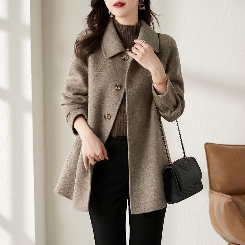 大人っぽチェスターコート 冬アウター 2025秋冬新作コート小柄な人向けミドル丈スリムスリムウールコート 韓国ファッション
