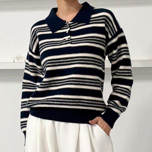 Hスタイル(KN)オタクカラーニットニットティー 冬 女性 ニットティー ウール カラーネック セーター 基本Tシャツ