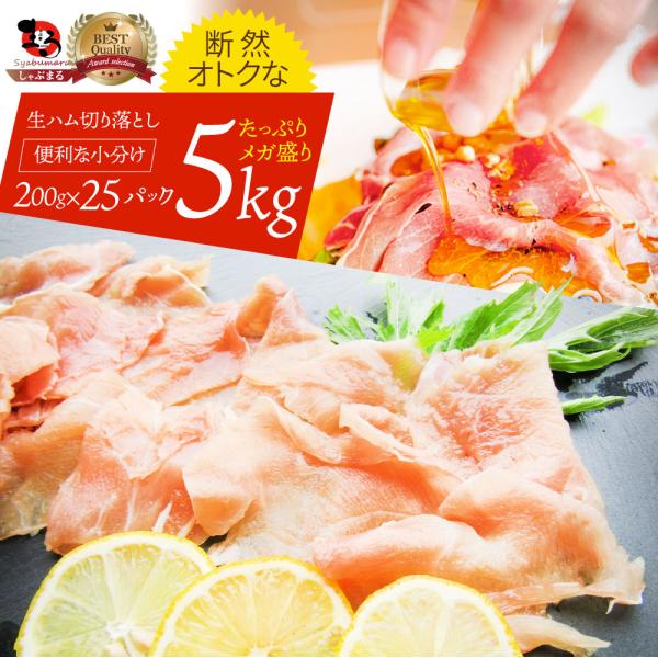 生ハム 切り落とし 5kg メガ盛り (200g×25P） おつまみ ハム 肉 パーティー サラダ熟成 トッピング もも 業務用 お取り寄せ 惣菜 オードブル