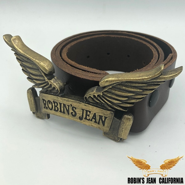 ロビンズジーン ベルト 05-05 ROBINS JEAN メンズ レディース レザーベルト ブラウン ウイング バックル ゴールド ロビンジーンズ safari サファリ LEON レオン
