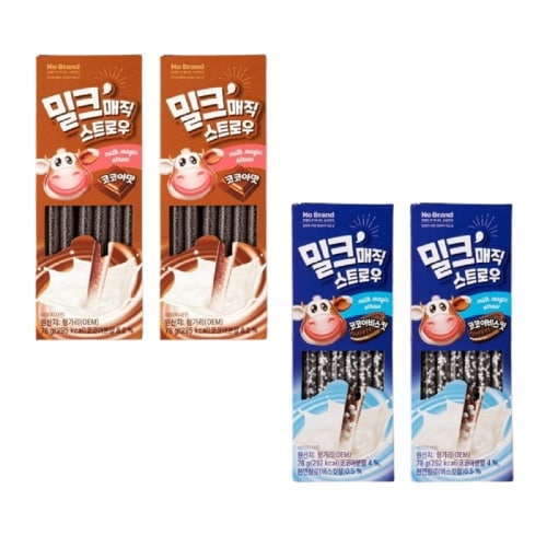 ノーブランドミルクマジックストローチョコ6g 13口×2ボックス+ココアビスケット6g 13口×2ボックス簡単おいしい