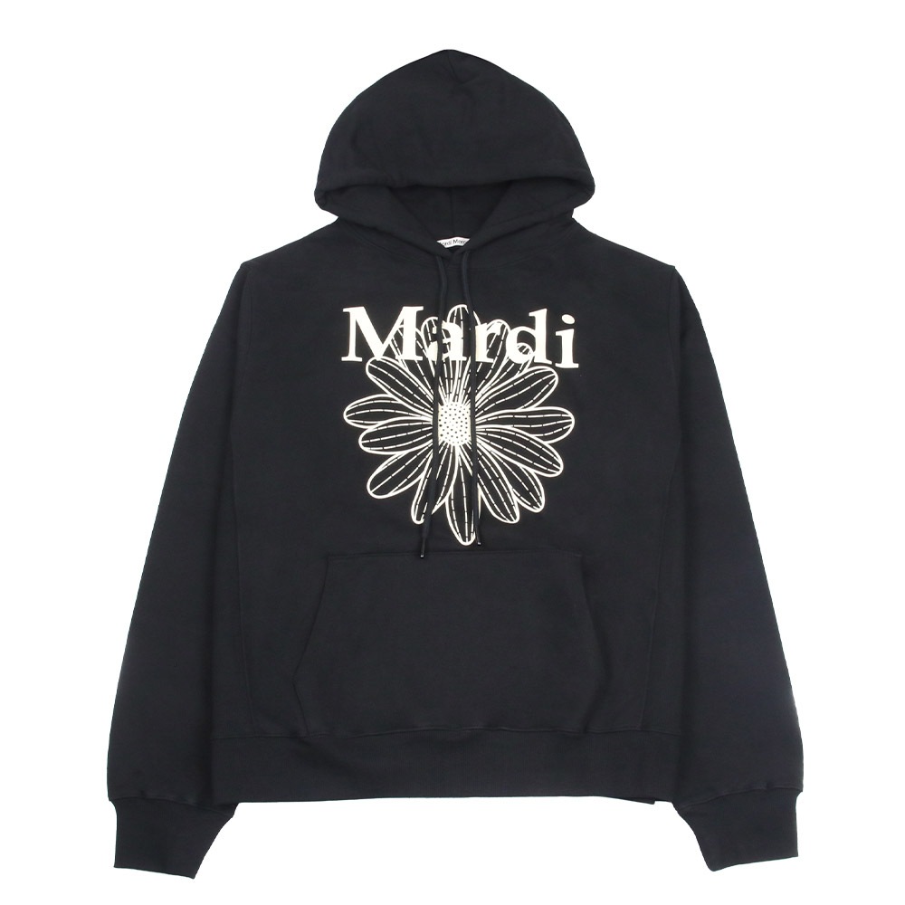 OVERSIZED HOODY FLOWERMARDI BLACK CREAM 長袖 レディース 韓国 ファッション アパレル プルオーバー
