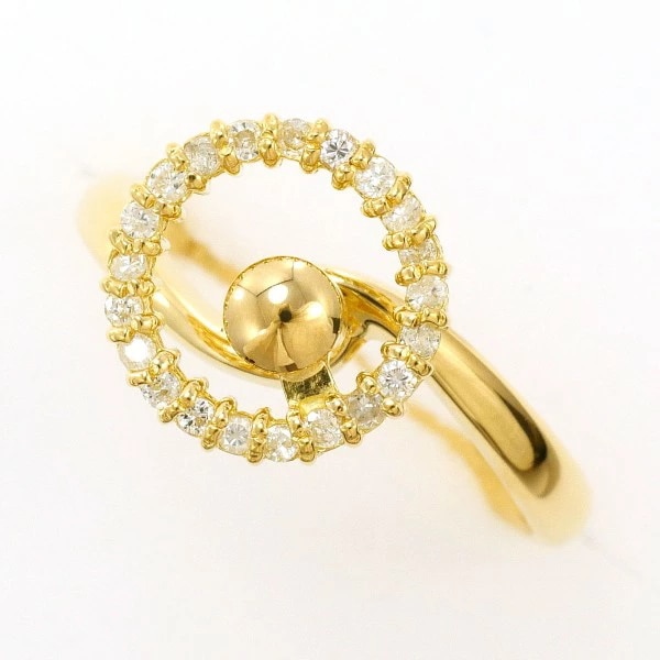 K18 18金 YG イエローゴールド リング 指輪 11号 ダイヤ 0.14 ジュエリー 中古