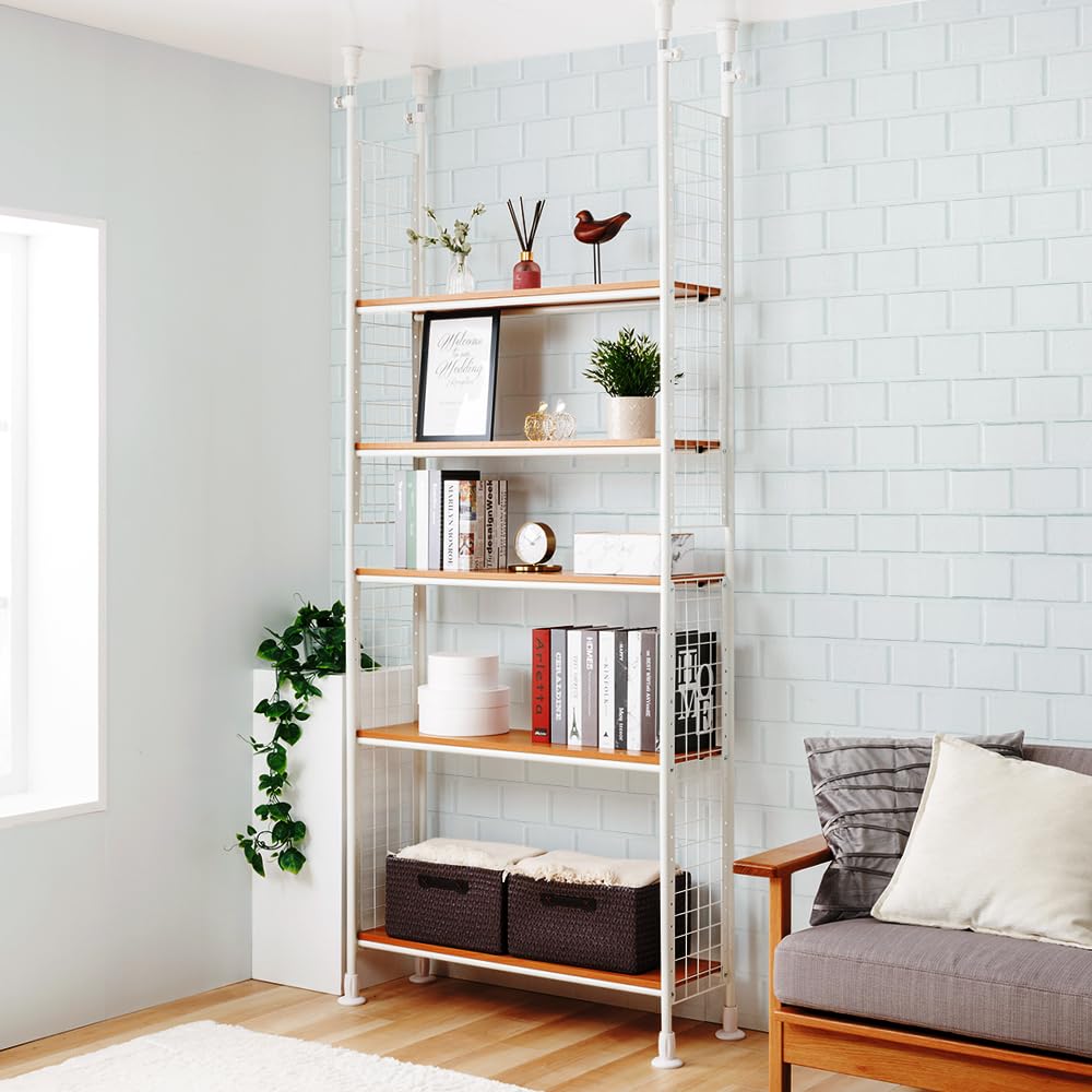 ラック 突っ張り 5段 幅97×奥行35×高さ232~282cm ホワイト CW1149-07