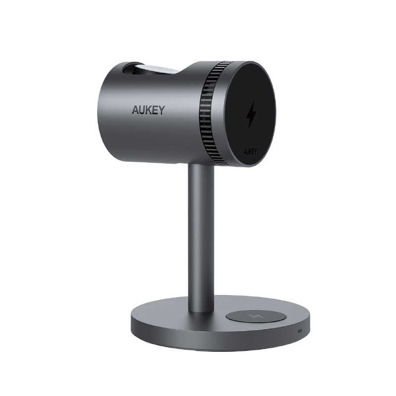 AUKEY　ワイヤレス充電器 MagSafe対応 Qi2 MagFusion 3-in-1 Pro 冷却機能搭載［1ポート /15W］ Gray　LC-MC311A-GY