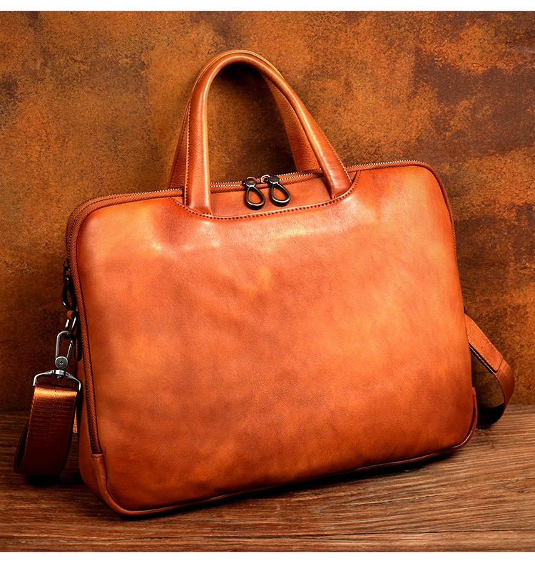 スロータイムビジネス本革ハンドバッグ男の人のバッグ青年公文包頭の頭の層牛革片肩のバッグ横款のコンピュータのバッグです