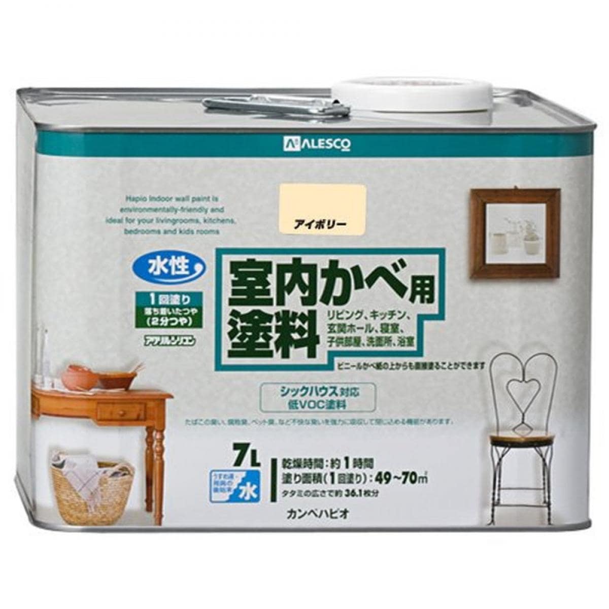 【メーカー欠品中入荷未定】 カンペハピオ 室内かべ用塗料 アイボリー 7L