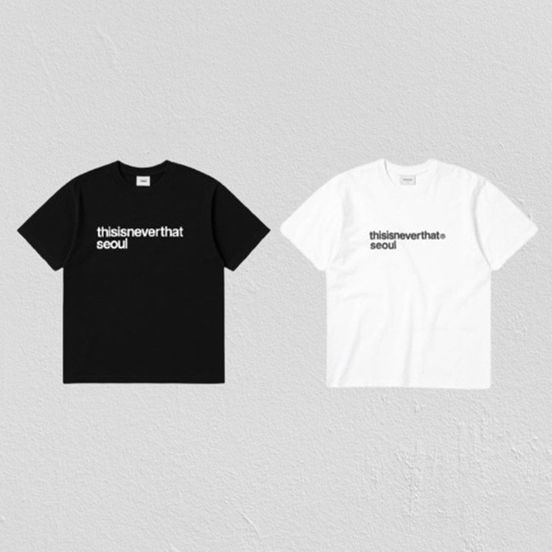 [SEOUL Exclusive] T-Logo Tee Black White 半袖ドロップショルダー Tシャツ·カットソー（2タイプ）