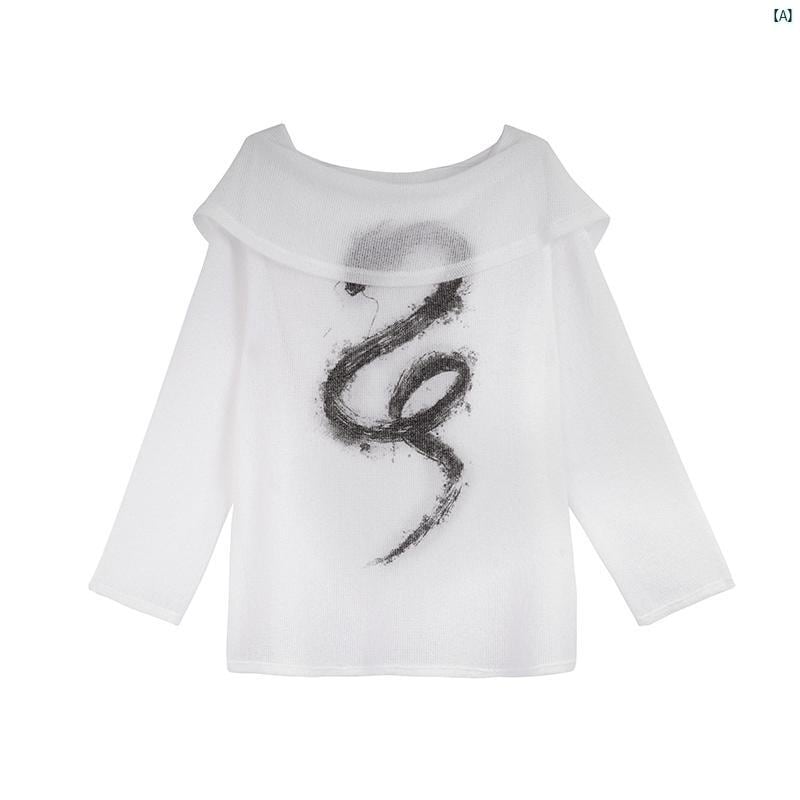 レディース　レディース　ファッション　オシャレ　　モダン　海外風 ドラゴン プリント 薄手 トップ レディース 秋 クール 中華風 ホワイト 長袖 ブラウス 5,599円