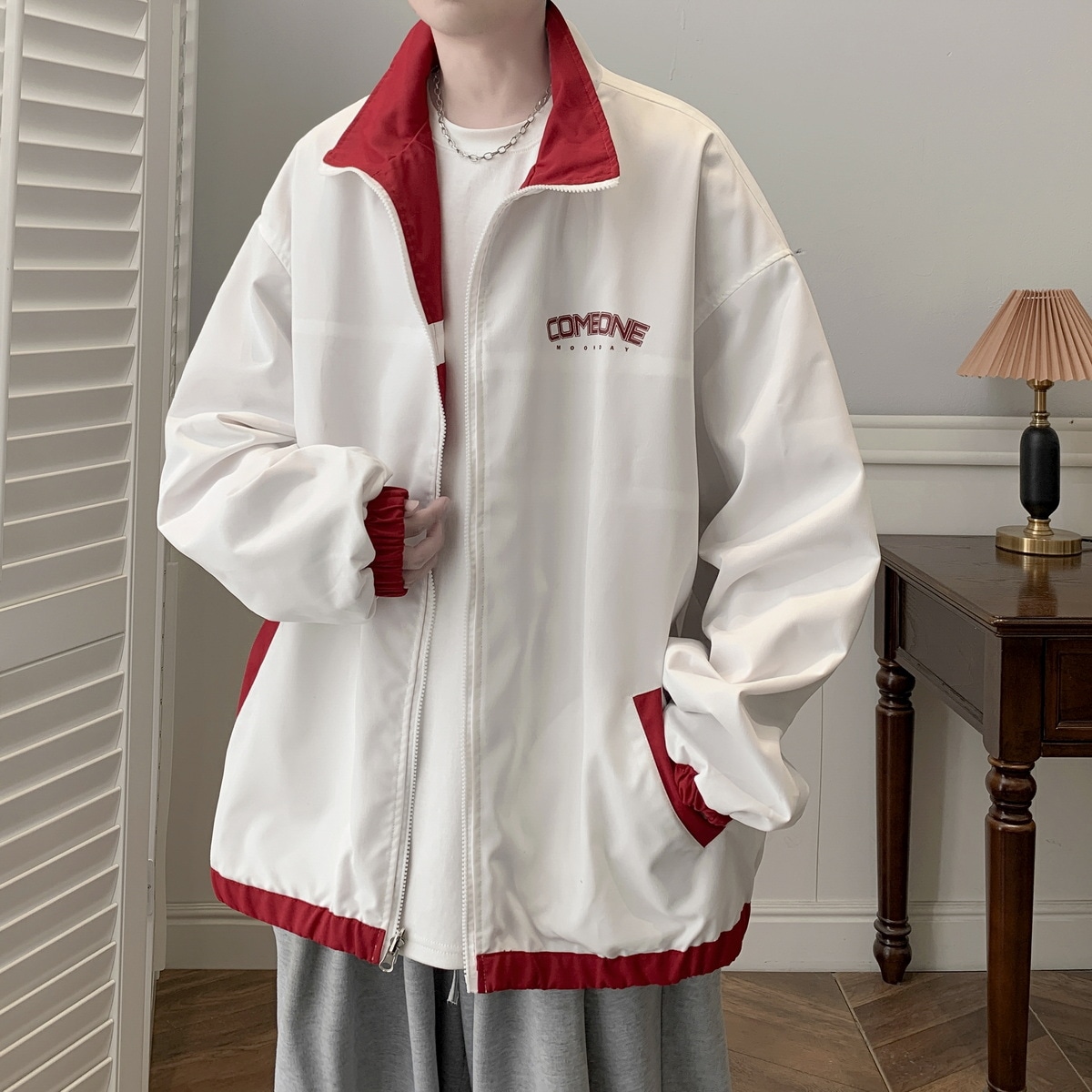 リバーシブルジャケットメンズ春と秋の新しいデザインセンスニッチアメリカンハイストリートタイドジャケット