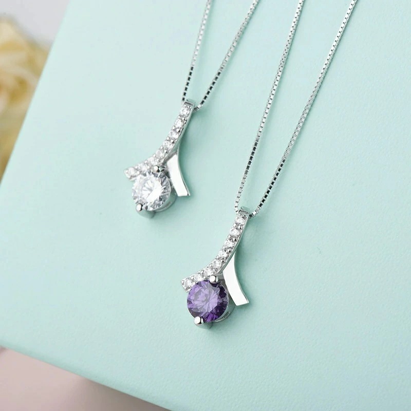 New type追加！ネックレスのレディース一粒 リボン 豪華8mm ジルコニア czダイヤ(キュービックジルコニア) シルバー925 プラチナ仕上げ 人気 30代40代50代 女性