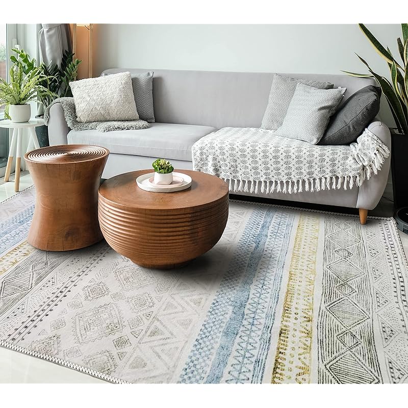 カーペット 北欧レトロラグマット ヴィンテージ カーペット 幾何学模様 滑り止め100*160cm洗える おしゃれ吸水速乾 華麗なカシミヤ ふわふわした手触りオールシーズン適用 床暖房対応 掃除易い