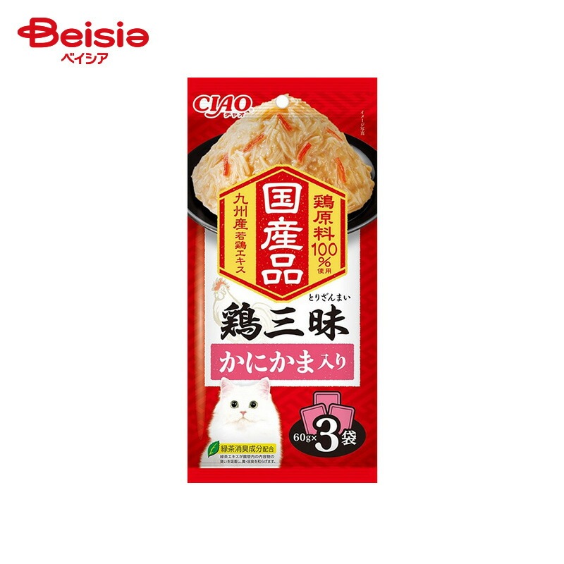 いなばペットフード CIAO 鶏三昧 かにかま入り （60g×3袋）×16個 ペット