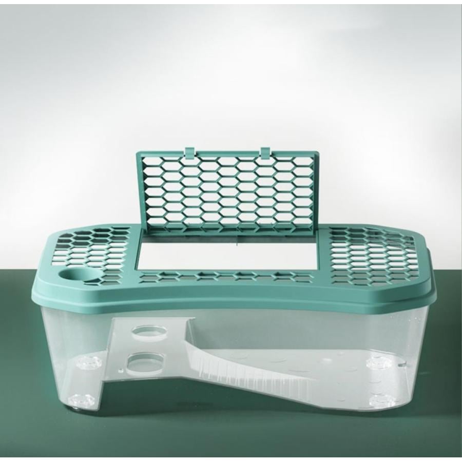 亀 水槽 カメ 飼育ケース 大きい 脱出防止 フェンス タートルタンク 日向ぼっこ台 ミドリガメ クサガメ スッポン 観察 排水孔 階段 エサ皿 特大 74*4*2