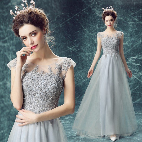 カラードレス 安い グレー 花嫁 カクテルドレス 演奏会 ロングドレス 結婚式 イブニングドレス 二次会 フォーマル パーティードレス コンサート