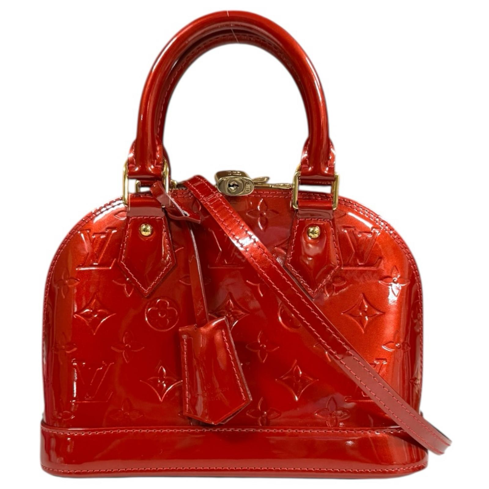 ルイヴィトン アルマBB ヴェルニ ショルダーバッグ モノグラムヴェルニ M91606 レッド LOUIS VUITTON 中古