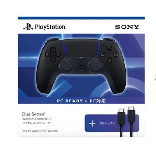 PS5 ワイヤレスコントローラー ミッドナイト ブラック + USBケーブル for PC CFIJ15502