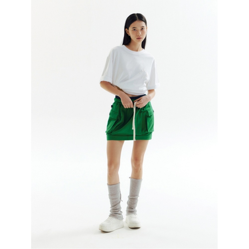 CHOWOO ダブルバンドブルーミングスカート-グリーン_CW1A_B08WW