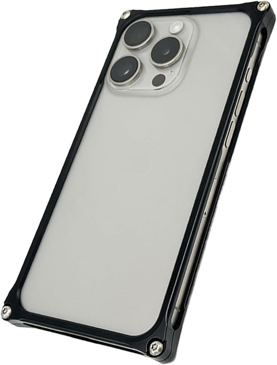 ギルドデザイン ソリッドバンパー for iPhone15 pro ブラック バンパー ジェラルミン 削り出し ブランド スマート 入社祝 卒業 入学 祝い