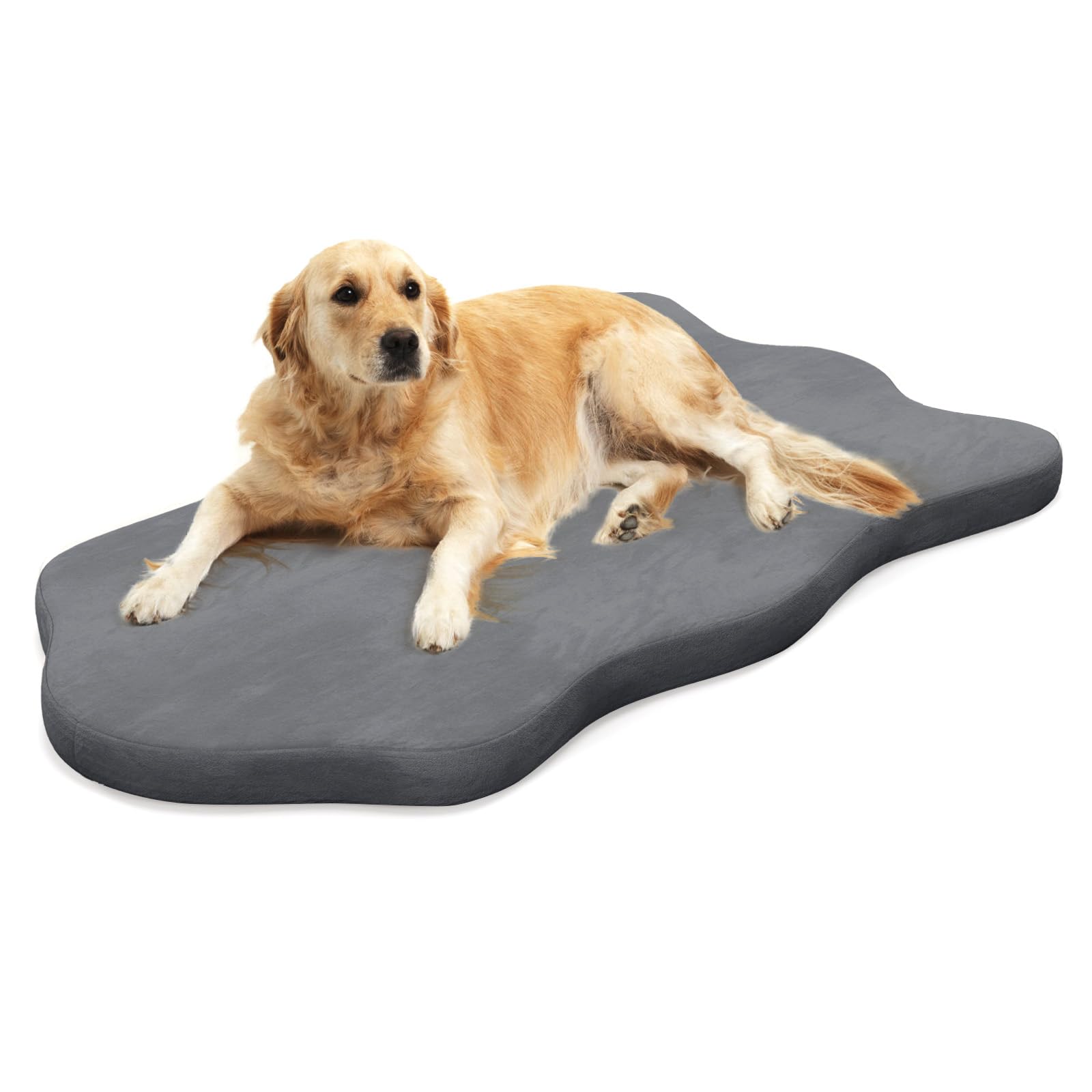 GYMAX 猫 犬 ベッド クッション グッズ ペットベッド ペット用品 洗える 取り外し可能 5cm厚さ 滑り止め 暖かい 防寒 冷房対策 猫用 犬用 大型犬 ペットハウス 室内 屋外(マット-グレ