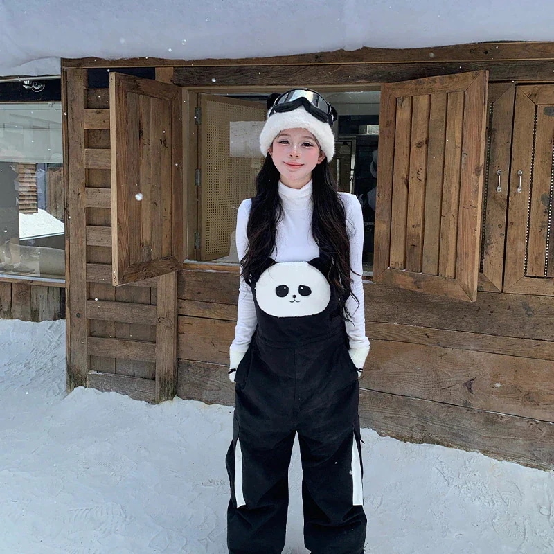 出荷が迅速である値下げ スノーボードウェア 2026 2026 パンツ単品 メンズ レディース パンダ柄 可愛い オーバーオール ズボン スノーワンピース 撥水 3L 韓国風 スノボウェア スノーウェ