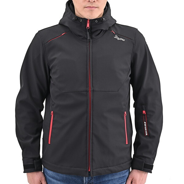 D48630 ジャケット 春秋冬 イージーソフト シェルパーカー DJ-017 ブラック/レッド XLサイズ