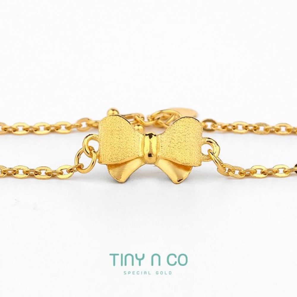 タイニーアンドコー 24K ココリボン チェーン ブレスレット 3.75g